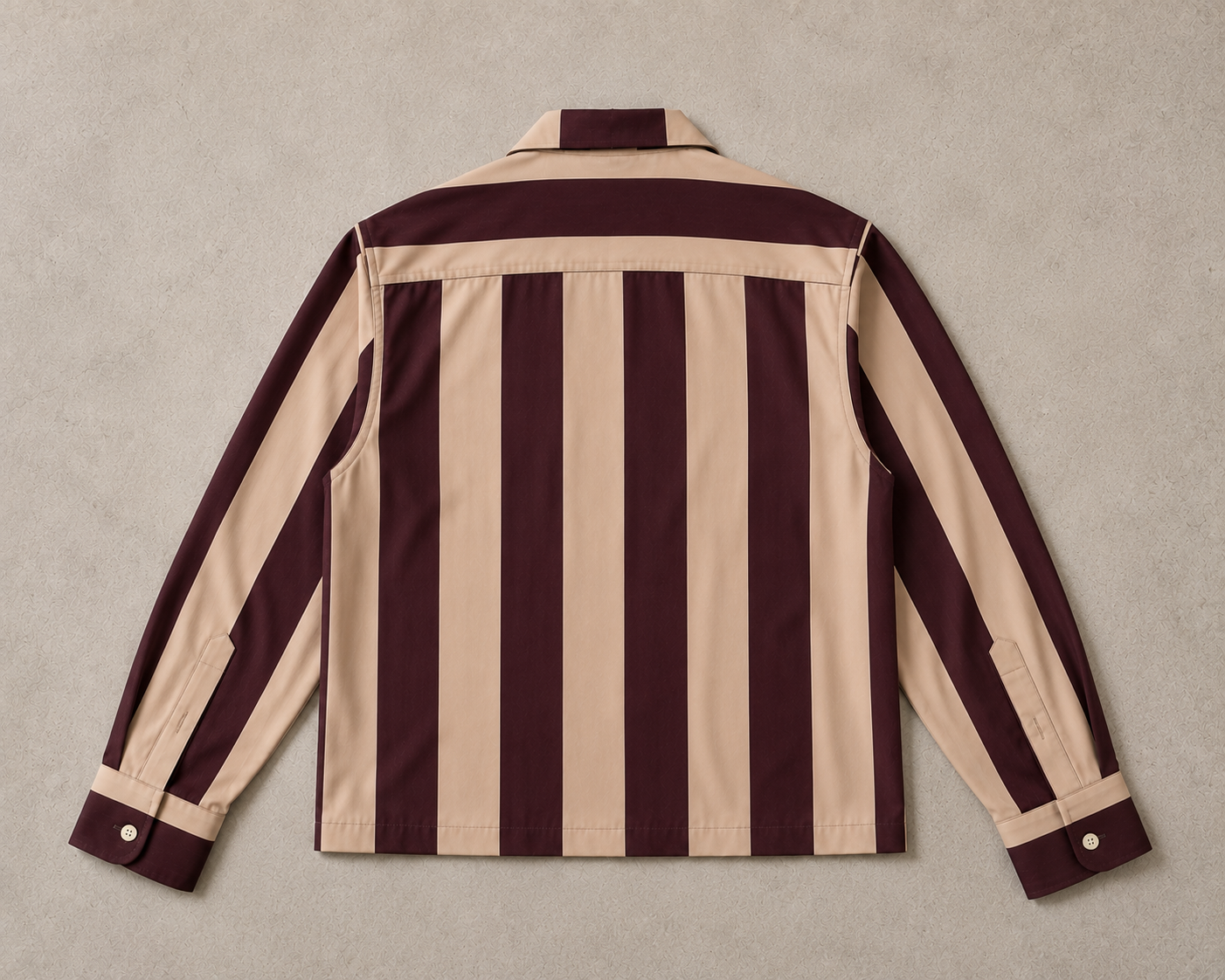 Burgundy & Sand Striped Cropped Shirt