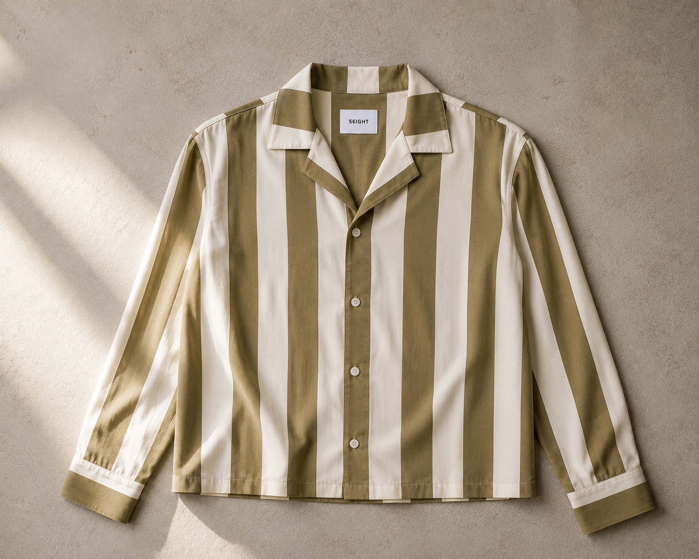 Olive Striped Cropped Shirt