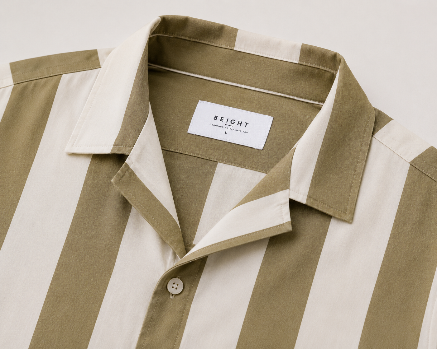 Olive Striped Cropped Shirt