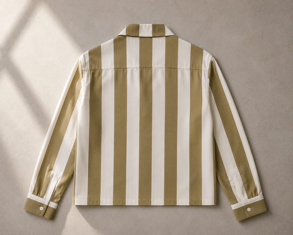 Olive Striped Cropped Shirt