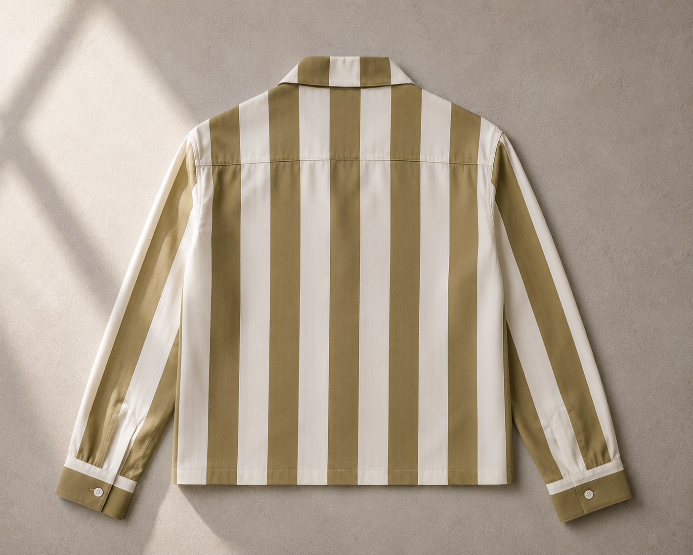 Olive Striped Cropped Shirt