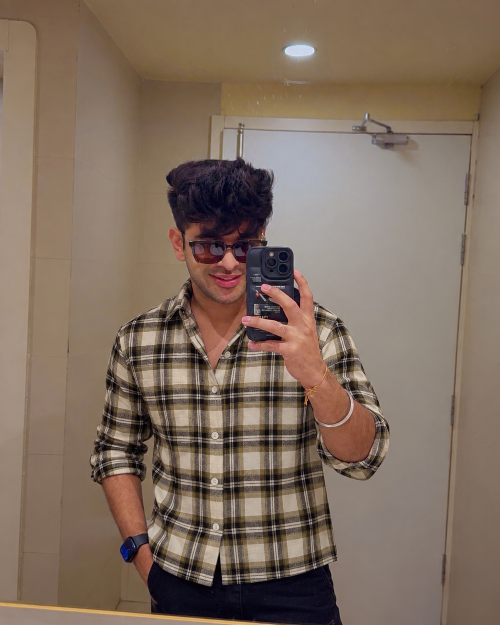 5EIGHT Olive Plaid Cropped Shirt -100% Cotton