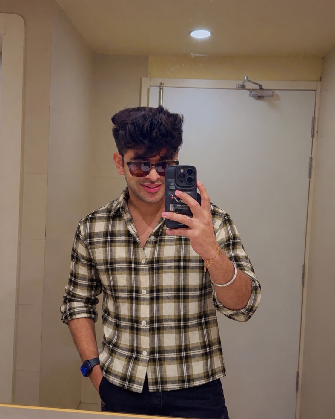 5EIGHT Olive Plaid Cropped Shirt -100% Cotton
