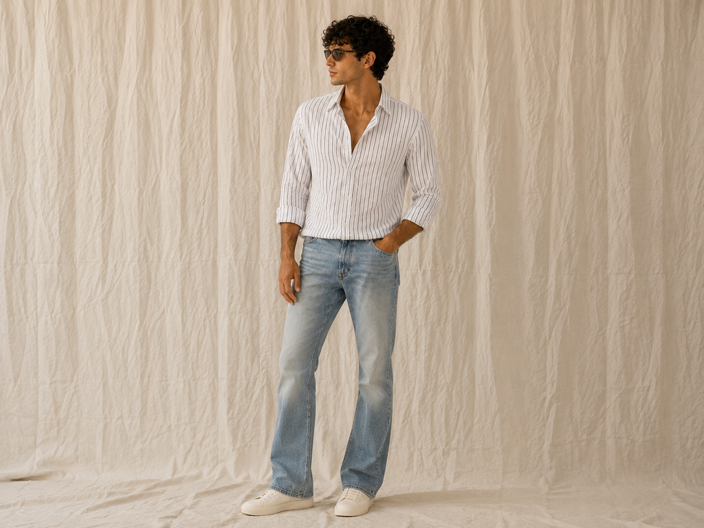 5EIGHT Kyoto Striped Cropped Shirt – White