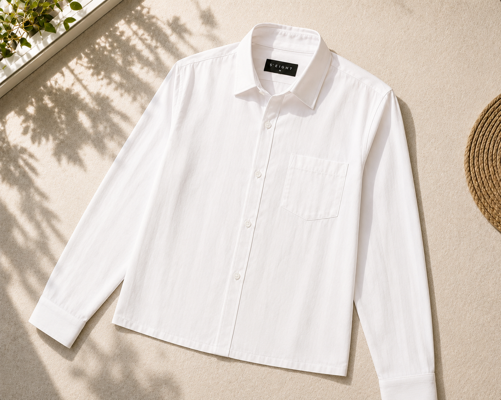 Essential White Cropped Shirt