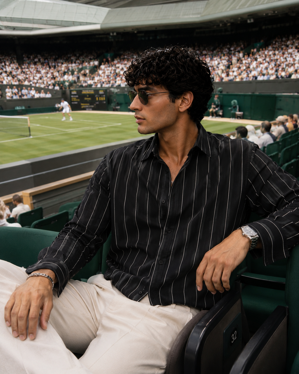 5EIGHT Midnight Pinstripe Cropped Shirt