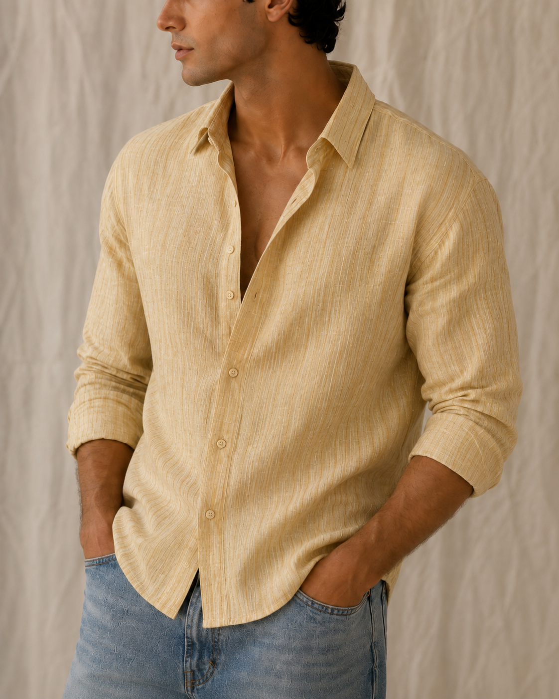5EIGHT Riviera Textured linen Cropped Shirt