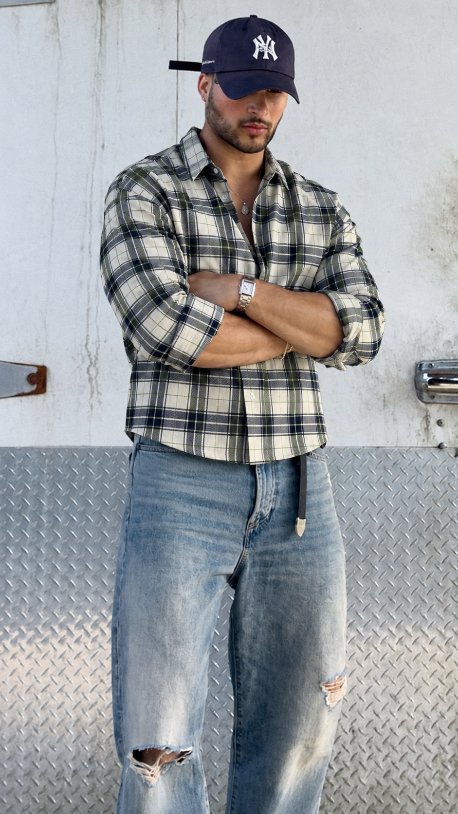 5EIGHT Coastal Plaid Cropped Shirt -100% Cotton