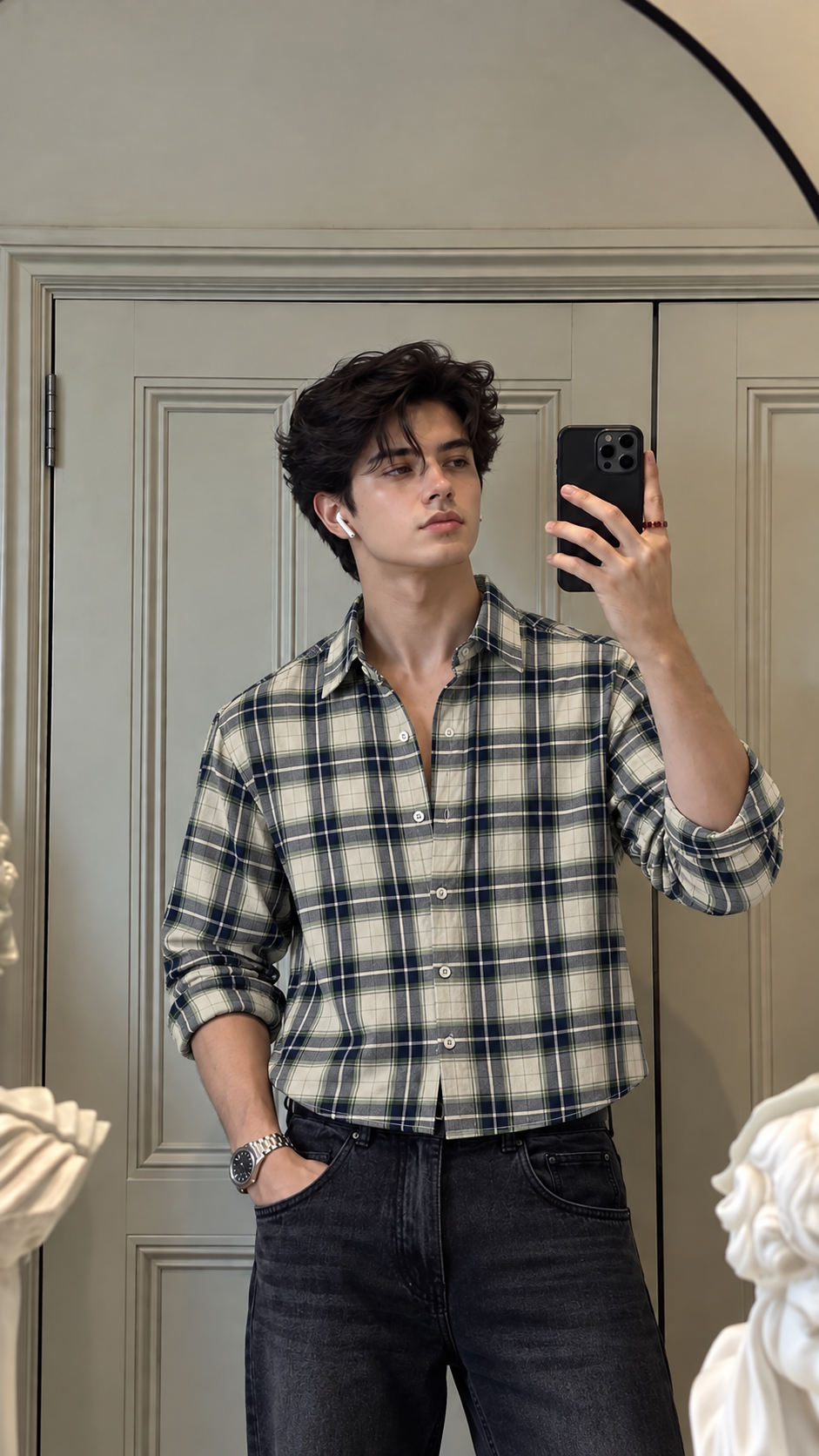 5EIGHT Coastal Plaid Cropped Shirt -100% Cotton