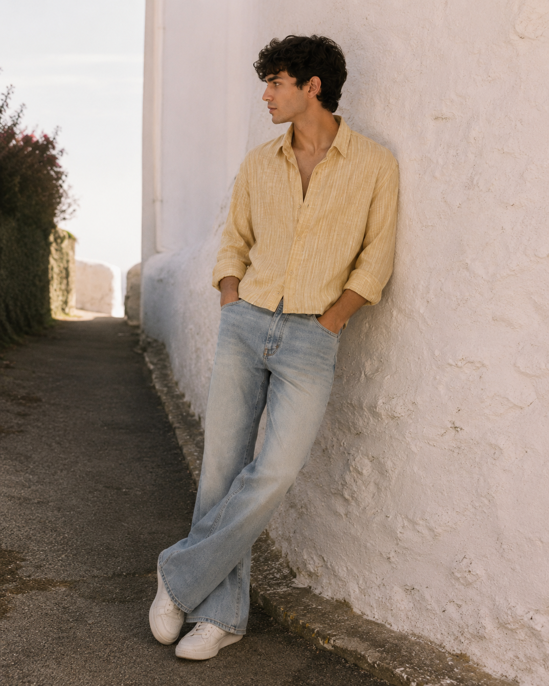 5EIGHT Riviera Textured linen Cropped Shirt