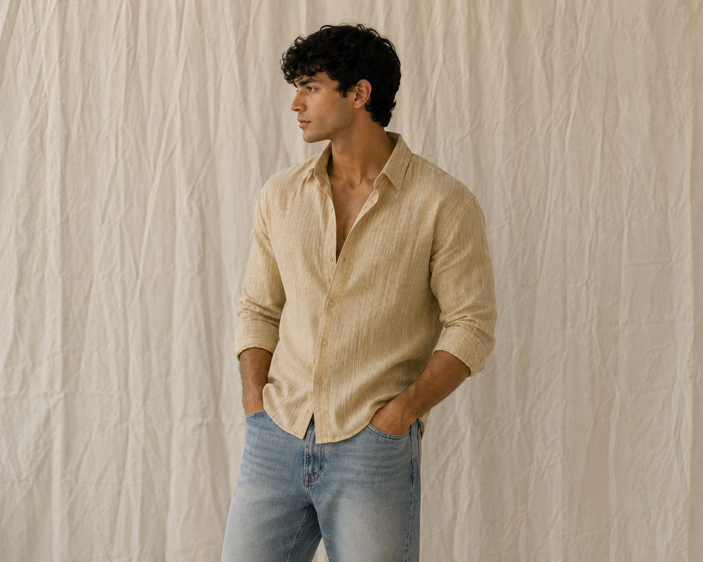 5EIGHT Riviera Textured linen Cropped Shirt