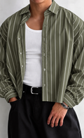 5EIGHT Kyoto Olive Stripe Shirt – Japanese Cotton