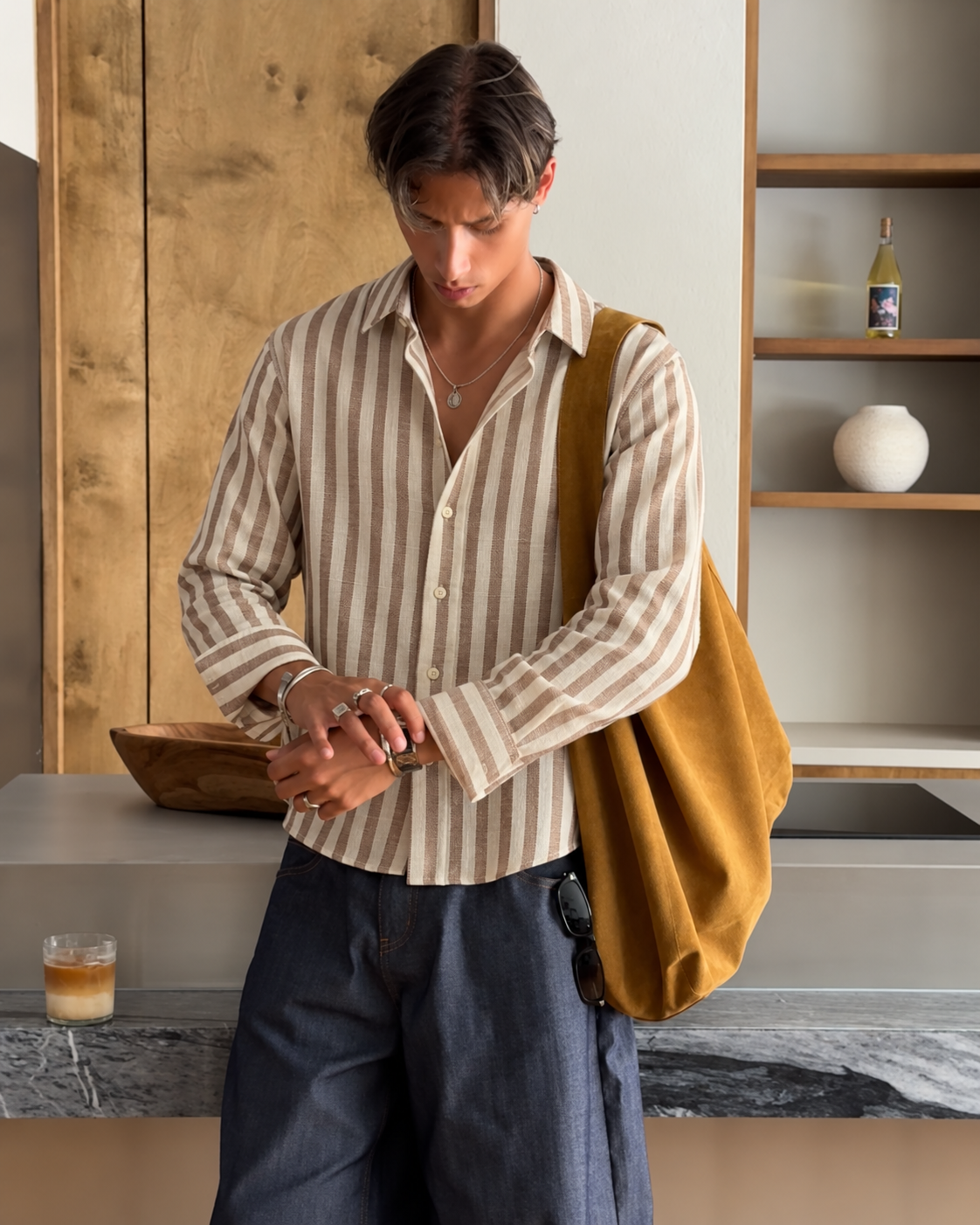 5EIGHT - Sand Stripe Cropped Shirt
