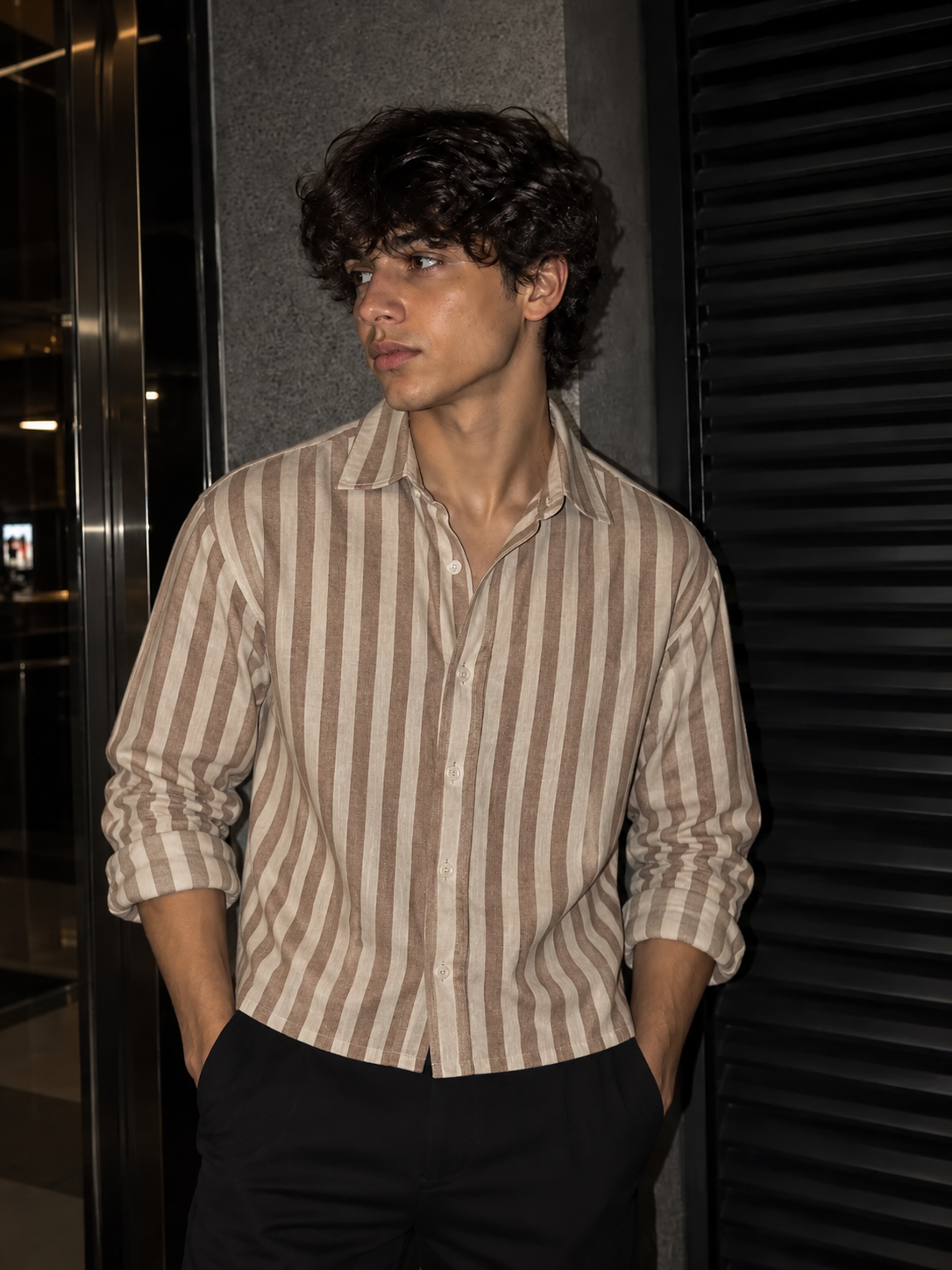 5EIGHT - Sand Stripe Cropped Shirt